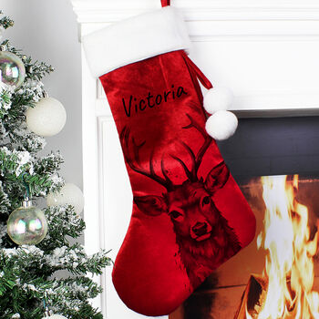 Personalised Stag Red Stocking, 2 of 3