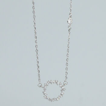 Sterling Silver Crystal Cluster Pendant Necklace, 3 of 7
