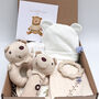 Neutral Baby Bear Gift Set With Personalised Card, thumbnail 1 of 7