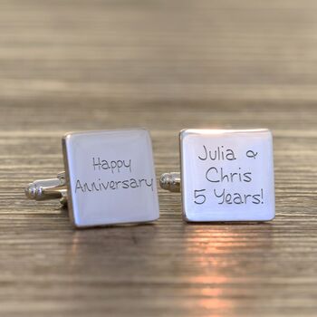 Personalised 'Happy Anniversary' Silver Cufflinks, 2 of 2