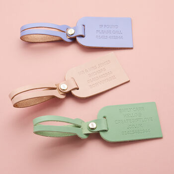 Personalised Leather Luggage Tag With Debossed Text, 3 of 4