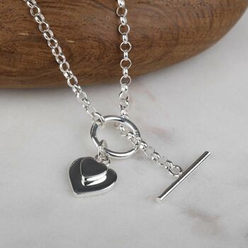 Solid Silver Double Heart Charm Necklace, 4 of 6