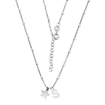 Sterling Silver Initial Star Charm Necklace, 3 of 9