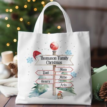 Personalised Christmas North Pole Family Tote Gift Bag, 8 of 8