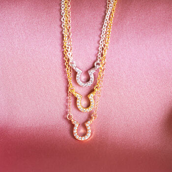 Crystal Pave Lucky Horseshoe Necklace, 4 of 7