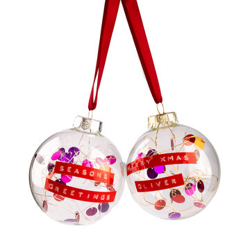 Red And Purple Custom Bauble Xmas Ornament, 2 of 8