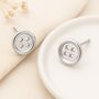 Sterling Silver Button Stud Earrings, thumbnail 1 of 4