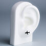 Sterling Silver Black Plane Stud Earrings, thumbnail 3 of 6