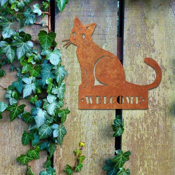 Metal Cat Welcome Sign Decor Metal Cat House Plaque, 10 of 10