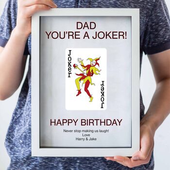 Personalised Father's Day Joker Playing Card Glass Printed Frame, 2 of 3