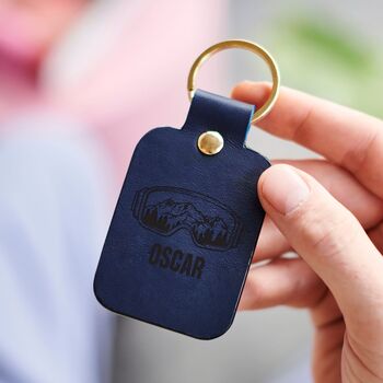 Snowboarding Skiing Personalised Leather Keyring, 3 of 4