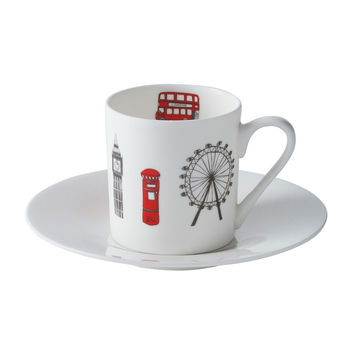 London Skyline Set Of Two Espresso Cups And Saucers, 4 of 6