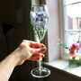 Gypsophila Team Bride Hand Painted Glass Champagne Flute, thumbnail 3 of 5