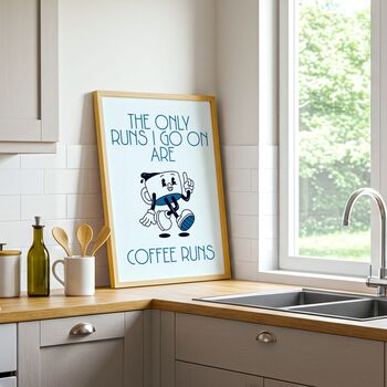 Retro Coffee Art Print, Kitchen Print, Coffee Gift, Running Gift, 4 of 4
