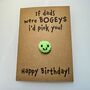 Personalised Funny Bogey Crochet Birthday Card Handmade, thumbnail 4 of 12