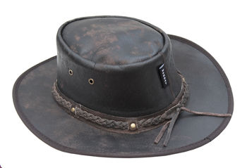 Soft Distressed Foldable Leather Hat, 7 of 9