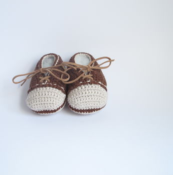 Hand Crochet Leather Laced Baby Shoes, 5 of 7