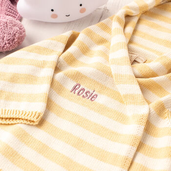 New Baby Cream And Yellow Striped Hooded Cardigan, 3 of 12