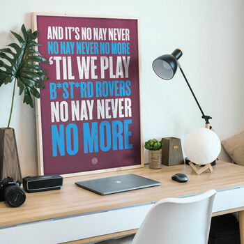 Burnley Fc 'No Ney Never' Football Song Print, 2 of 3