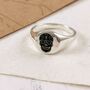 Black Sugar Skull Mens Silver Signet Ring, thumbnail 5 of 10