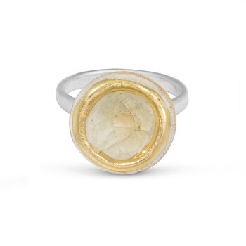Handmade Sterling Silver Adjustable Ring Ceramic, Glass And Gold Crystal Pool, 6 of 12