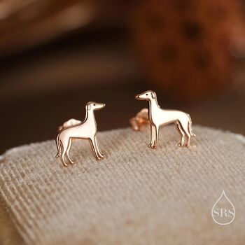 Sterling Silver Tiny Whippet Dog Stud Earrings, 7 of 12
