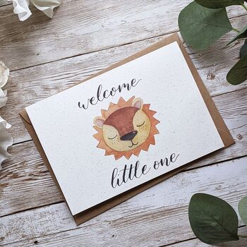 Welcome Little One Lion New Baby Card, 2 of 3