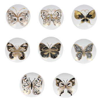 G Decor Set Of Eight Gold Butterfly Ceramic Door Knobs, 4 of 4