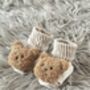 Taupe Ribbed Teddy Bear Baby Socks, thumbnail 4 of 7