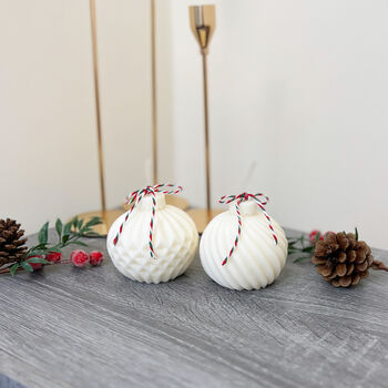 White Christmas Bauble Candle And Christmas Decoration, 7 of 9