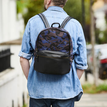 Personalised Camo And Leather Backpack, 5 of 5