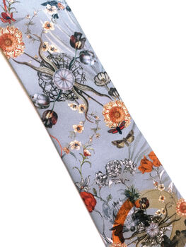 'Evolution' Silk Men's Tie Pale Blue Floral Design, 3 of 5