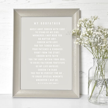 Personalised Godparent Poem A4 Print, 4 of 4