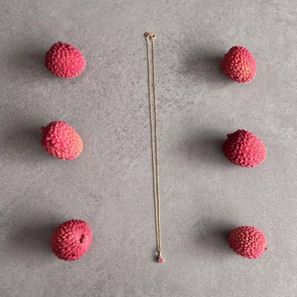 October Birthstone Pink Tourmaline Gold Plated Necklace, 1 of 12