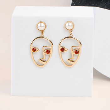 Artsy Abstract Gold Plated Drop Earrings, 5 of 9
