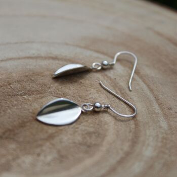 Leaf Drop Earrings In Sterling Silver Small, 2 of 6