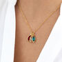 Gold Plated Family Birthstone Marquise Charm Necklace, thumbnail 3 of 10