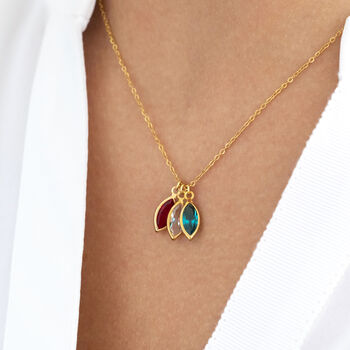 Gold Plated Family Birthstone Marquise Charm Necklace, 3 of 10