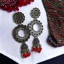 Indian Boho Oxidised Drop Ethnic Jhumkis Earrings, thumbnail 1 of 7