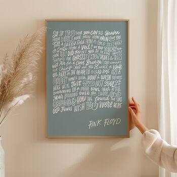 Wish You Were Here Pink Floyd Song Lyrics Art Print, 4 of 9