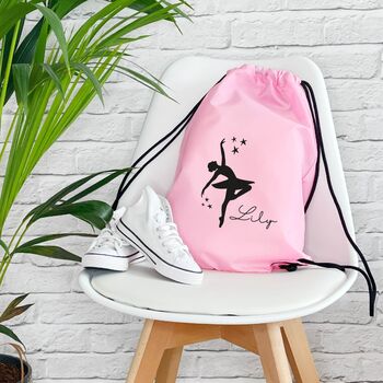 Ballerina With Stars Personalised Drawstring Dance Bag, 3 of 5