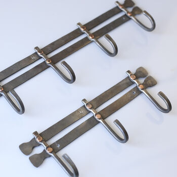 Fathers Day Gift Handmade Iron And Copper Coat Rack, Three Hook And Five Hook, 3 of 7