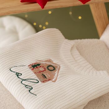 Personalised Gingerbread Children's Christmas Jumper, 2 of 4