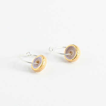 Ceramic, Glass And Gold Pale Pink Sterling Silver Hoop Earrings, 4 of 6