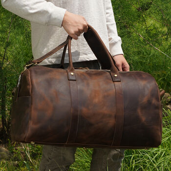 Genuine Leather Holdall Light Brown, 12 of 12