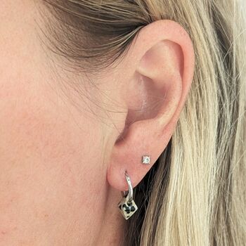 'Octahedron' Dalmatian Jasper Sterling Silver Earrings, 2 of 5