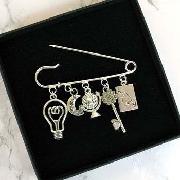 Personalised Charm Brooch Anniversary Gift, 4 of 4