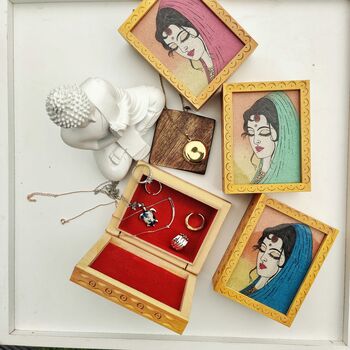 Handmade Vintage Women Wooden Jewellery Box, 6 of 8