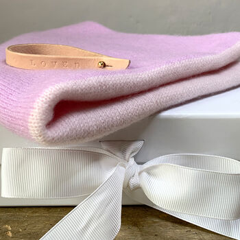 Cashmere Wrap With Personalised Leather Band, 3 of 12