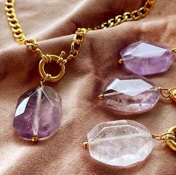 Amethyst Crystal And Chunky Curb Chain Necklace, 5 of 12